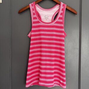 Nike Dri-Fit Pink Stripe Racerback Tank Top Cotton Knit Women's Size Small S